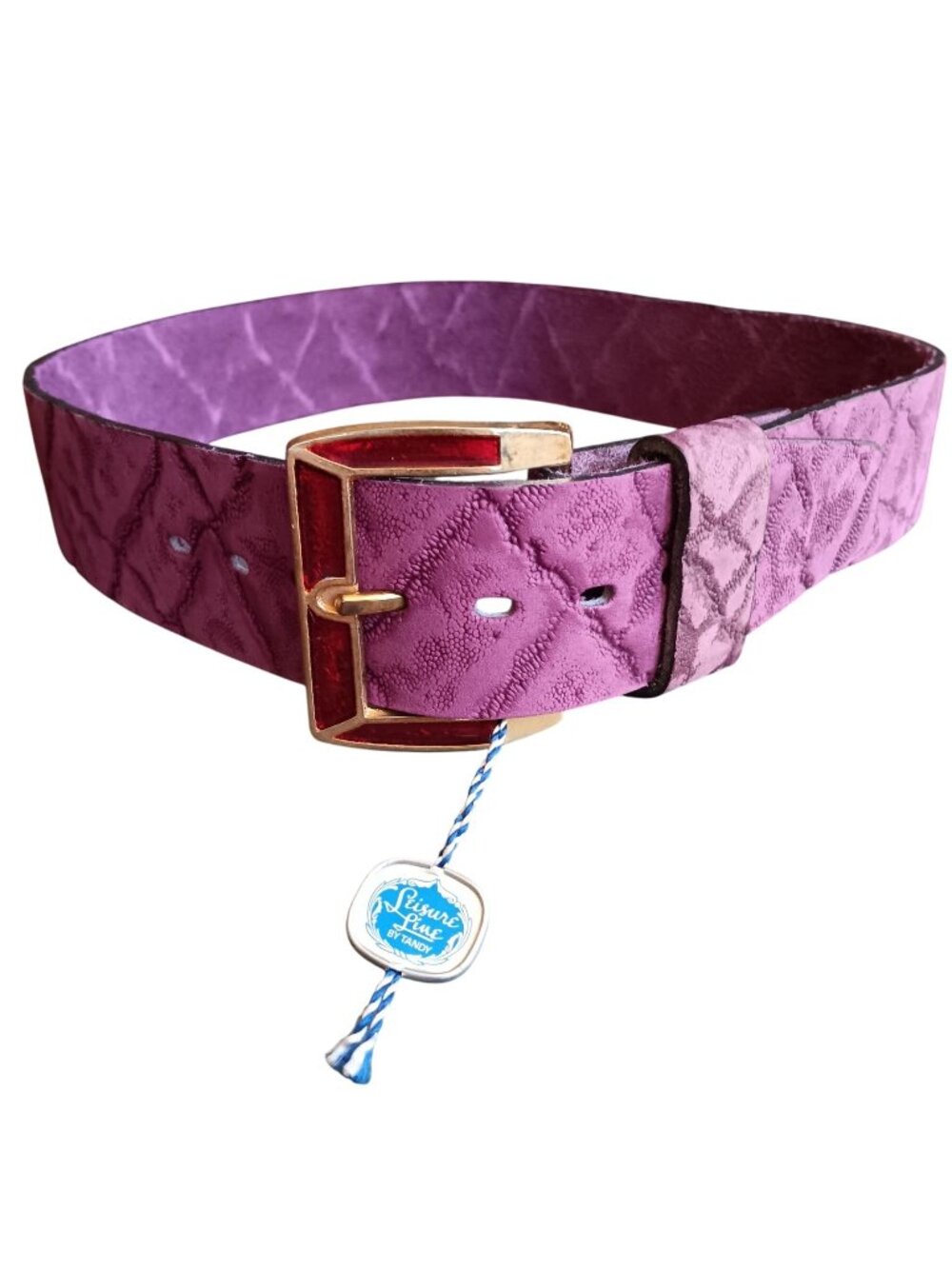 True Vintage 1960's Mod Belt 28 Purple NWT NOS Purple Leather Tandy USA Leisure